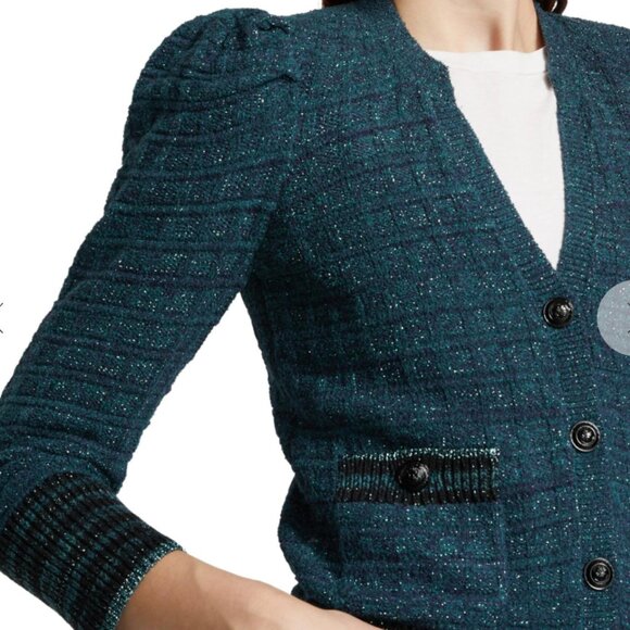 L'Agence Jenni Waffle-knit Cardigan Deep Teal-Multi Colour - Never worn - Picture 4 of 6